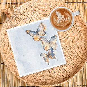 He Gives Me Butterflies Blue Modern Bridal Shower Napkins