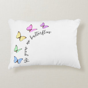 He Gives Me Butterflies Bridal Shower Accent Pillow