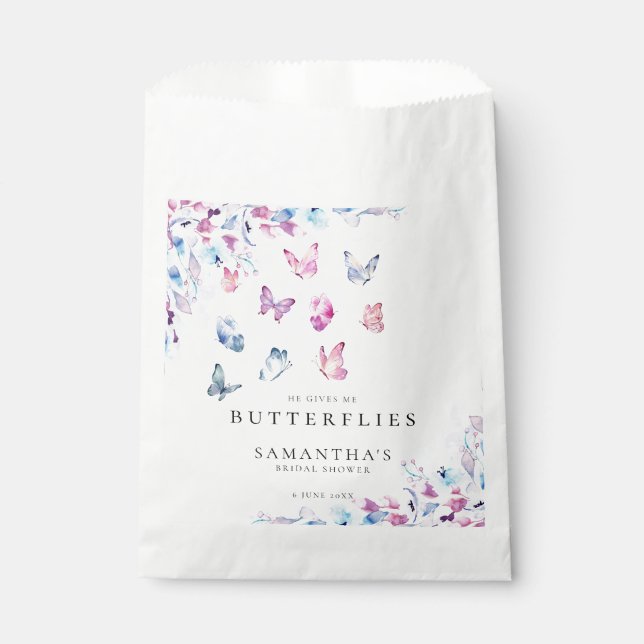 He Gives Me Butterflies Bridal Shower Favor Bag (Front)