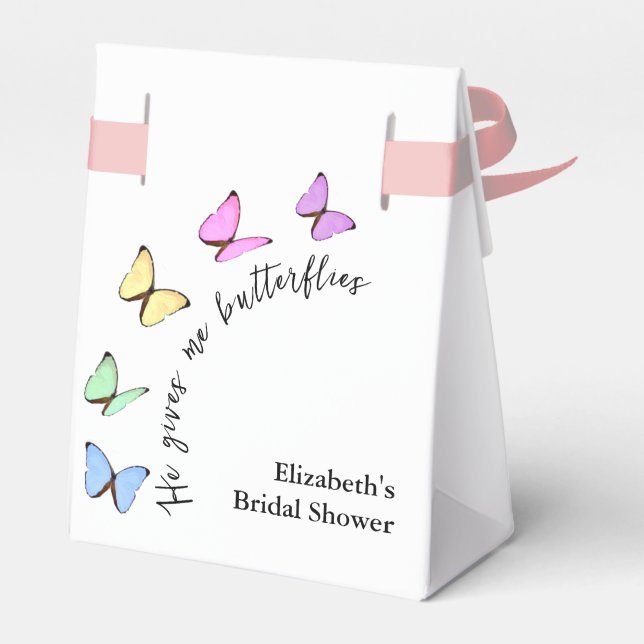 He Gives Me Butterflies Bridal Shower Favor Boxes (Back Side)