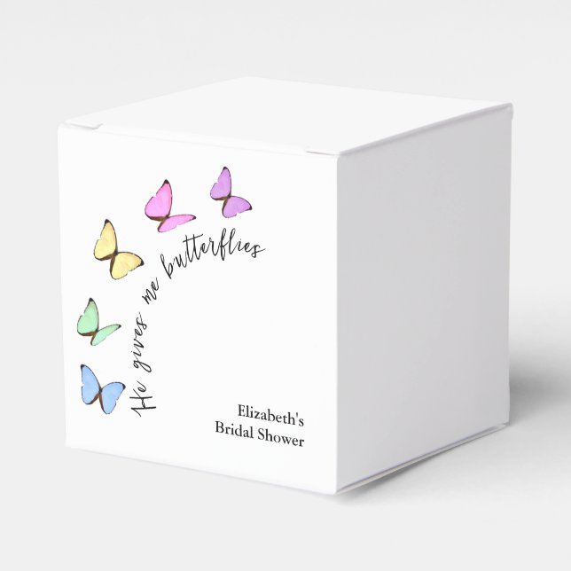 He Gives Me Butterflies Bridal Shower Favor Boxes (Front Side)