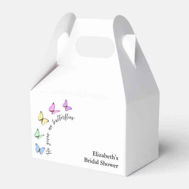 He Gives Me Butterflies Bridal Shower Favor Boxes (Front Side)