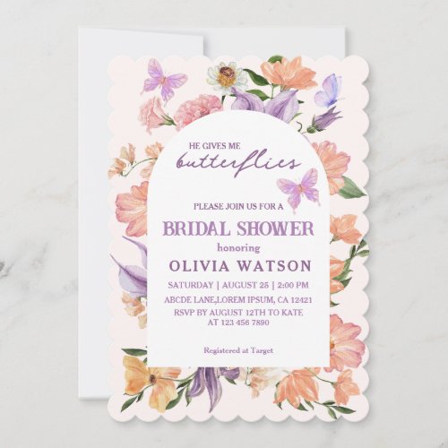 He gives me Butterflies Bridal Shower Invitation