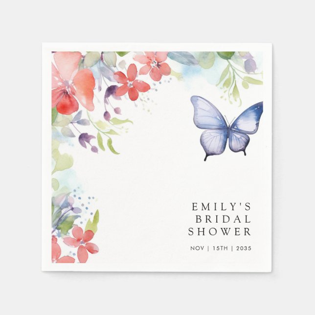 He Gives Me Butterflies Bridal Shower Napkins (Front)