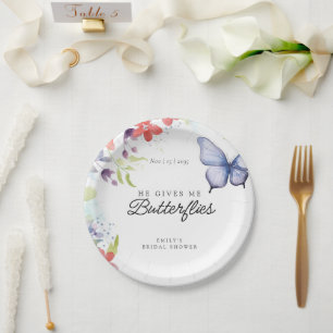 He Gives Me Butterflies Bridal Shower Paper Plates