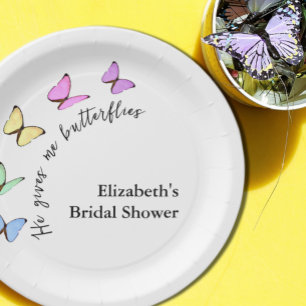 He Gives Me Butterflies Bridal Shower Paper Plates