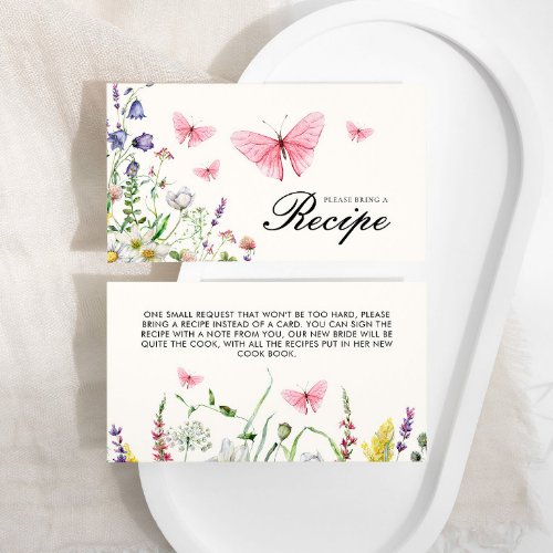He Gives Me Butterflies  Bridal Shower Recipe  Enclosure Card