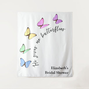 He Gives Me Butterflies Bridal Shower Tapestry