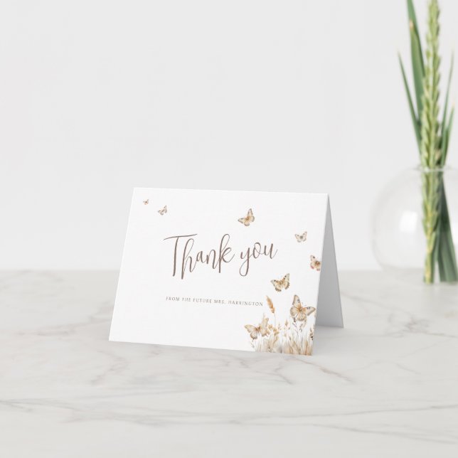 He Gives Me Butterflies Bridal Shower Thank You Card (Front)
