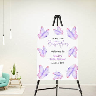 He Gives Me Butterflies Bridal Shower Welcome Foam Board