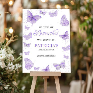 He Gives Me Butterflies Bridal Shower Welcome Foam Board