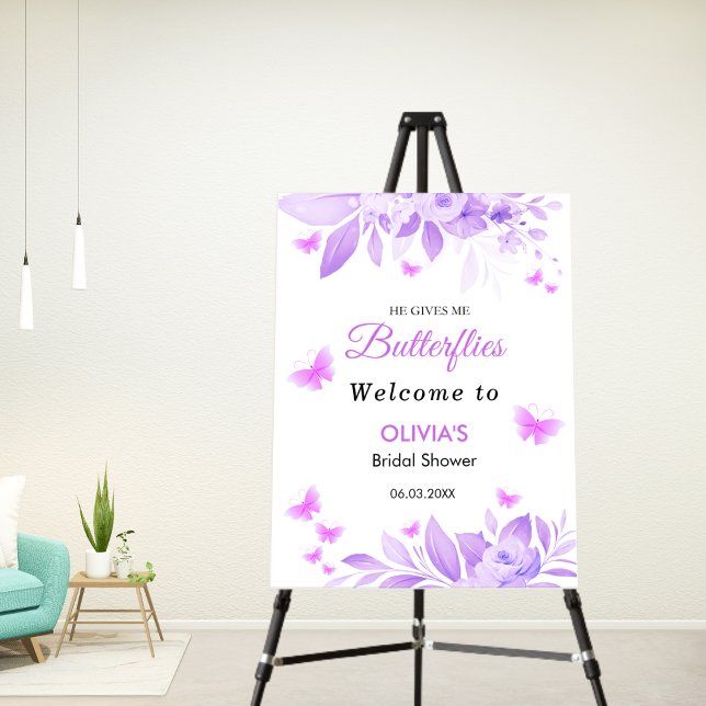 He Gives Me Butterflies Bridal Shower Welcome Foam Board (He Gives Me Butterflies Bridal Shower Welcome Sign )
