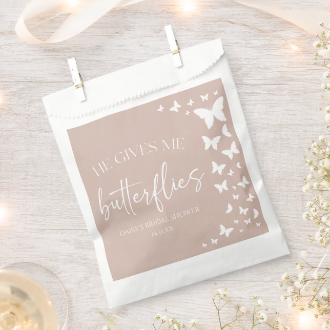 He Gives Me Butterflies Butterfly Bridal Shower Favor Bag (Clipped)