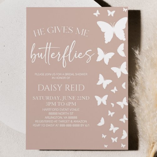 He Gives Me Butterflies Butterfly Bridal Shower Invitation
