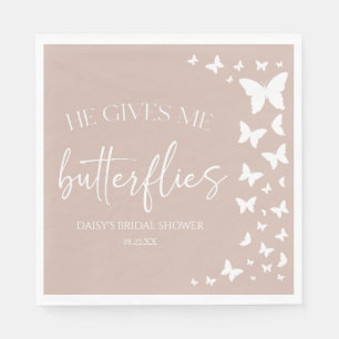 He Gives Me Butterflies Butterfly Bridal Shower Napkins