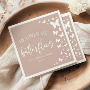 He Gives Me Butterflies Butterfly Bridal Shower Napkins