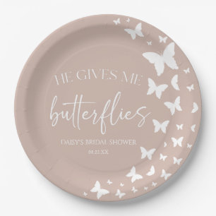He Gives Me Butterflies Butterfly Bridal Shower Paper Plates