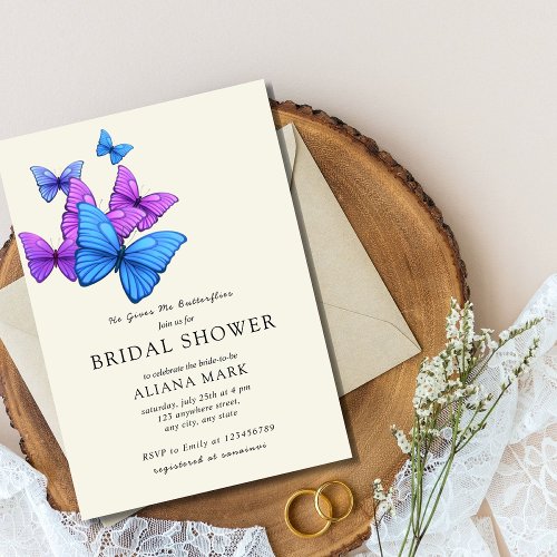 He gives me butterflies checkered  Bridal Shower  Invitation