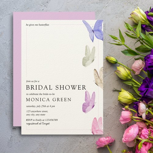 He gives me butterflies Minimalist Bridal Shower Invitation