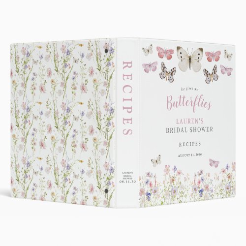 He Gives Me Butterflies Pink Floral Shower Recipe 3 Ring Binder
