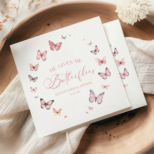 He Gives Me Butterflies Soft Pink Bridal Shower  Napkins