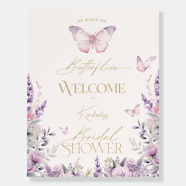 He Gives Me Butterflies Welcome Sign Bridal Shower (Front)