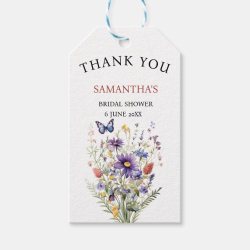 He Gives Me Butterflies wildflower Bridal Shower  Gift Tags