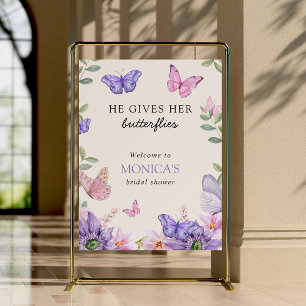 He gives me butterflies Wildflowers Bridal Shower Foam Board