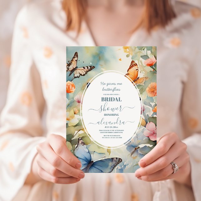 He gives me butterflies Wildflowers Bridal Shower Invitation (Creator Uploaded)
