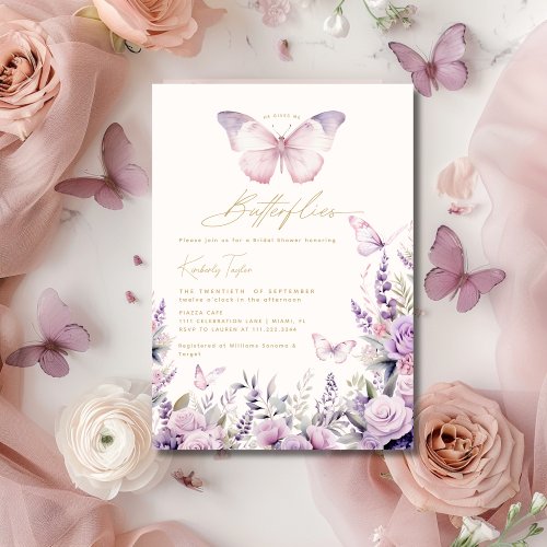He Gives Me Butterflies Wildflowers Bridal Shower Invitation