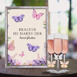 He gives me butterflies Wildflowers Bridal Shower  Poster<br><div class="desc">Add a touch of romance to your bridal shower with this charming "He Makes Her Heart Flutter" sign. The delicate and whimsical design features a playful butterfly, symbolizing the flutter of excitement in the bride-to-be's heart. The sign is made of high-quality materials, ensuring that it will last as a cherished...</div>