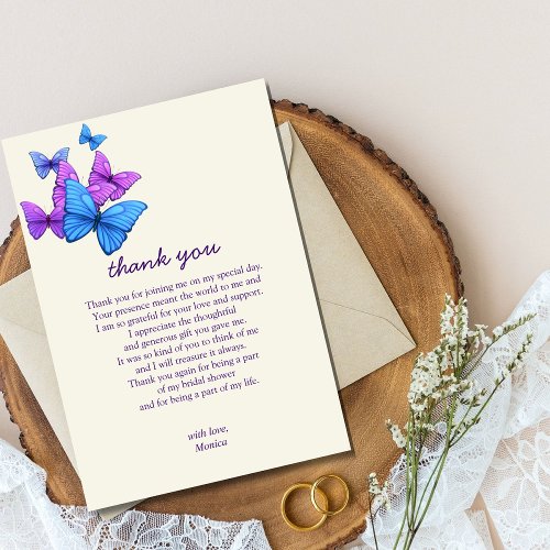 He gives me butterflies Wildflowers Bridal Shower  Thank You Card