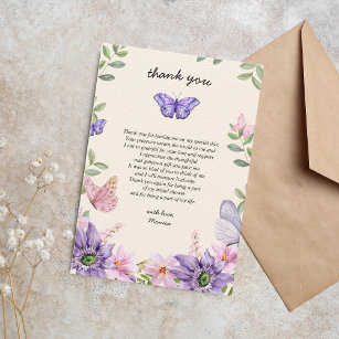 He gives me butterflies Wildflowers Bridal Shower Thank You Card