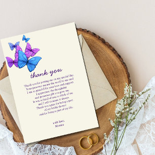 He gives me butterflies Wildflowers Bridal Shower Thank You Card