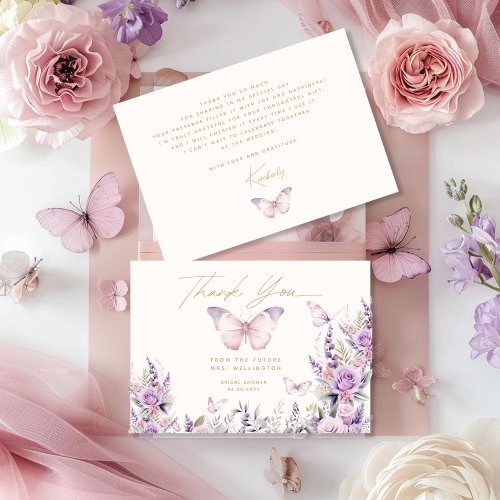 He Gives Me Butterflies Wildflowers Bridal Shower Thank You Card