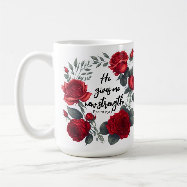 He Gives Me New Strength Coffee Mug (Left)