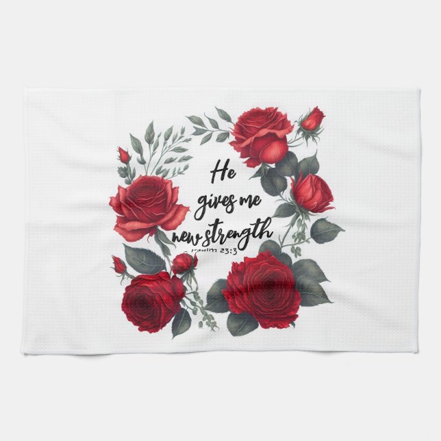 He Gives Me New Strength Kitchen Towel (Horizontal)