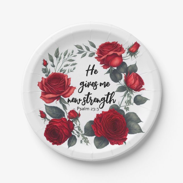 He Gives Me New Strength Paper Plates (Front)