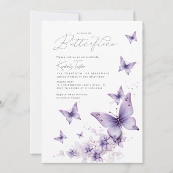 He Gives Me Purple Butterflies Bridal Shower Invitation by rusticwedding at Zazzle