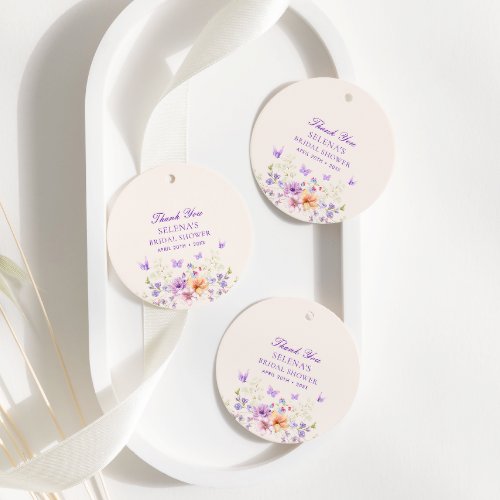 He Gives Purple Butterflies Thank You Bridal Showe Favor Tags