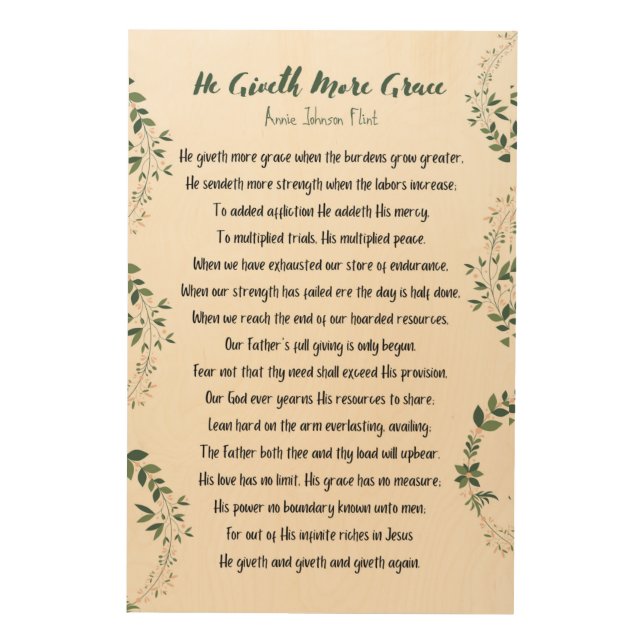 He Giveth More Grace Wood Art (Front)