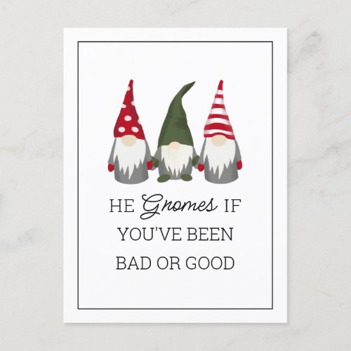 He Gnomes if Youve Been Bad or Good Christmas  Holiday Postcard