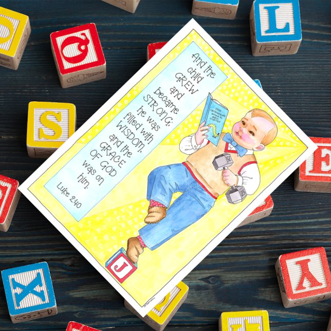 He Grew in Strength & Grace Inspirational Postcard (Creator Uploaded)