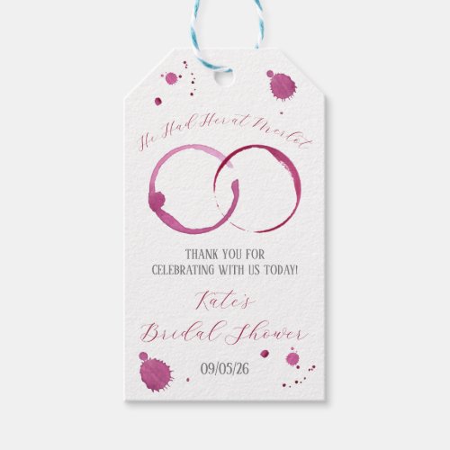 He Had Her at Merlot Wine Wine Stains Shower Gift Tags