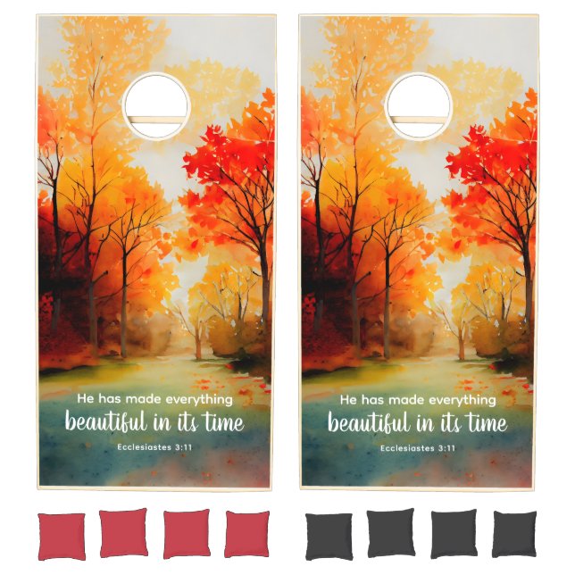 He has made everything beautiful Bible Fall Trees Cornhole Set (Set)