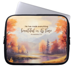 He has made everything beautiful Bible Fall Trees Laptop Sleeve