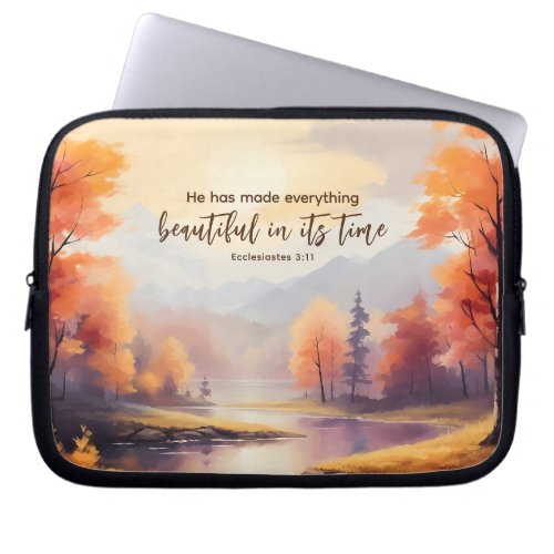 He has made everything beautiful Bible Fall Trees Laptop Sleeve