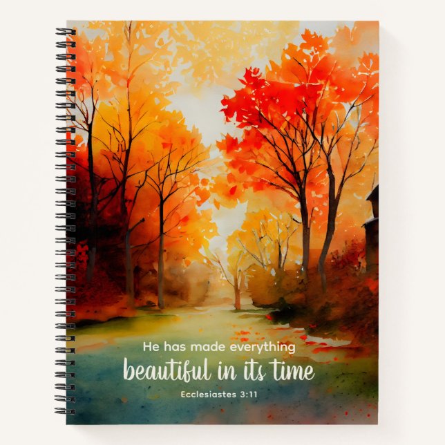 He has made everything beautiful Bible Fall Trees  Notebook (Front)