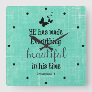 He has made everything beautiful bible verse square wall clock