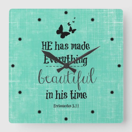 He has made everything beautiful bible verse square wall clock